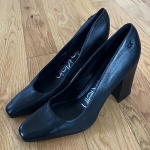 NWOT Calvin Klein Black Leather Heels